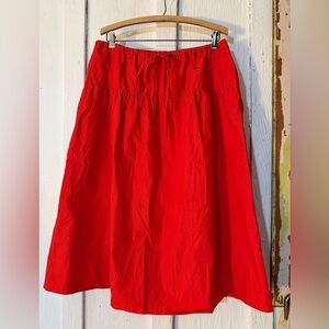 NWT Banana Republic Poplin Drop Waist Midi Skirt Red 100% Cotton: Size Large